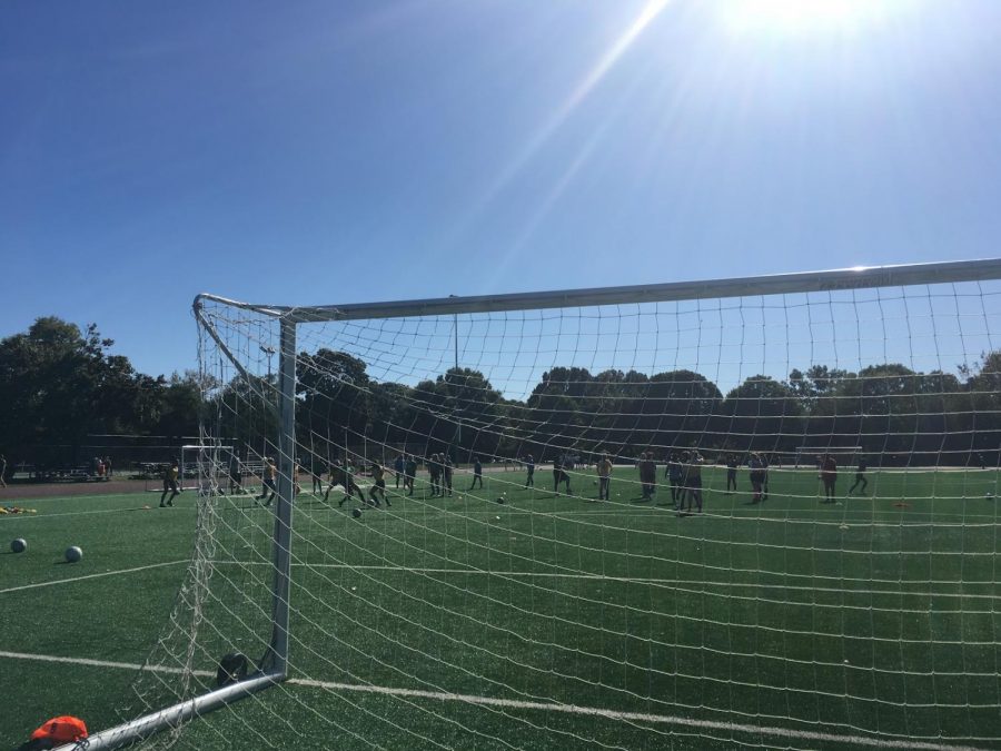 Girls Soccer Team practices at Schenley Oval.
