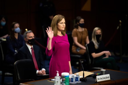 Amy Coney Barrett’s historic, and controversial hearing proved how relavent gender equality is in politics. (Photo by Caroline Brehman/CQ Roll Call from Rolling Stones)