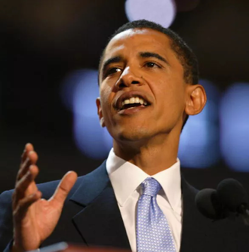 Barack Obama delivering the keynote address at the 2004 Deomcratic National Convention.