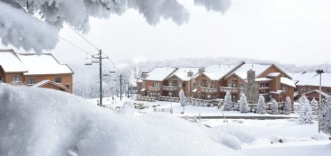 Seven Springs Mountain Resort covered in the winter snow. 