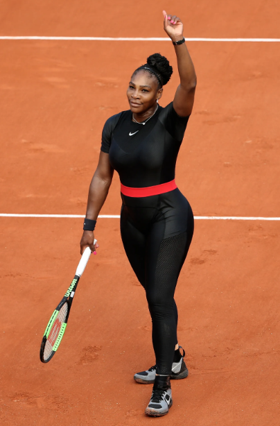 Serena+Williams+wears+a+controversial+catsuit+at+the+2018+French+Open.+%0A%28Photo+Source%3A+Getty+Images%29