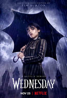 A promotional Poster for Netflixs Wednesday, which premiered on November 23. 